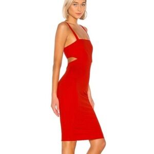 superdown Red Midi Cutout Bodycon Dress